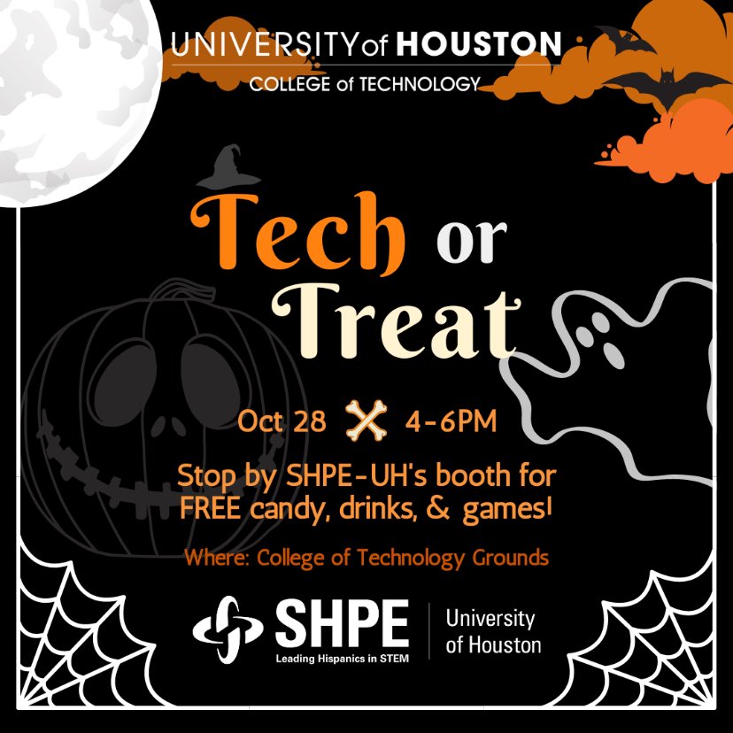 SHPE_UH's tweet photo. Are you needing a break from midterms? Stop by our spooky booth for some treats and games today! https://t.co/6ecE6TvTnX