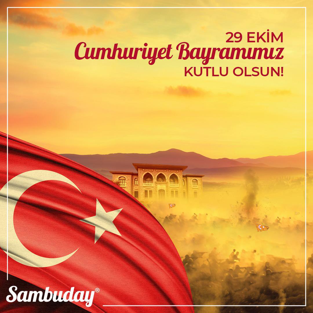 sambuday's tweet photo. Özgürlüğümüze, eşitliğe, bağımsızlığa ve değerlerimize kavuştuğumuz 29 Ekim Cumhuriyet Bayramımız büyük coşkuyla kutlu olsun!

#sambuday #29ekimcumhuriyetbayramı #mustafakemalatatürk https://t.co/JmABo2Ltz4