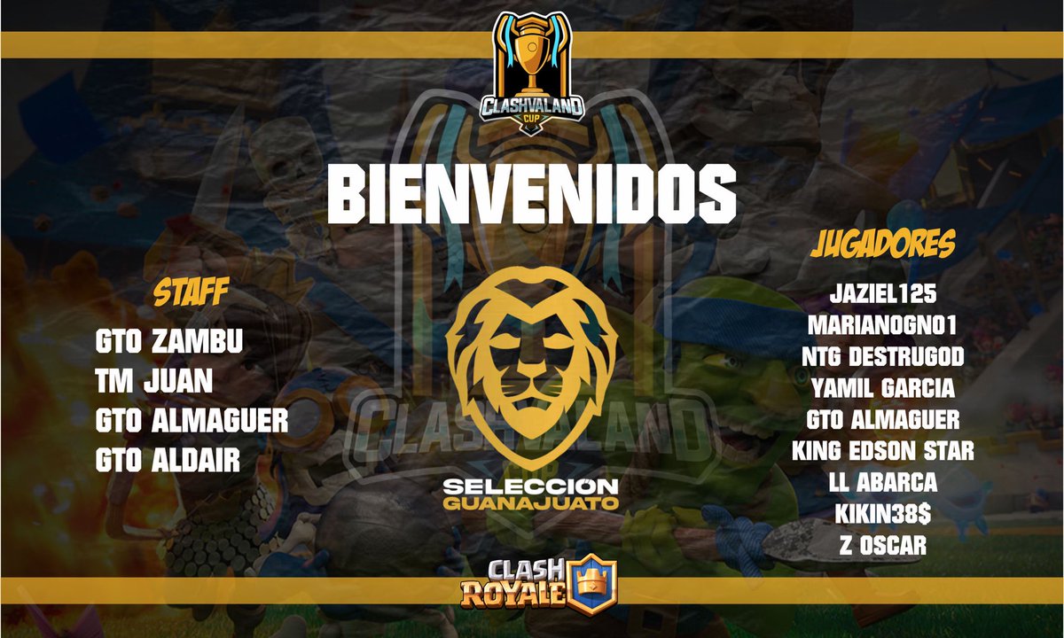 ¡Comenzando con las presentaciones!👀

Nos acompaña desde México 🇲🇽 <a href="/GtoEsportsGG/">Guanajuato Esports Club 🦁🖤🤍</a> 🦁

Quienes se han preparado de la mejor manera para llevarse el campeonato de esta primera edición de selecciones. 

Les deseamos mucha suerte!🍀