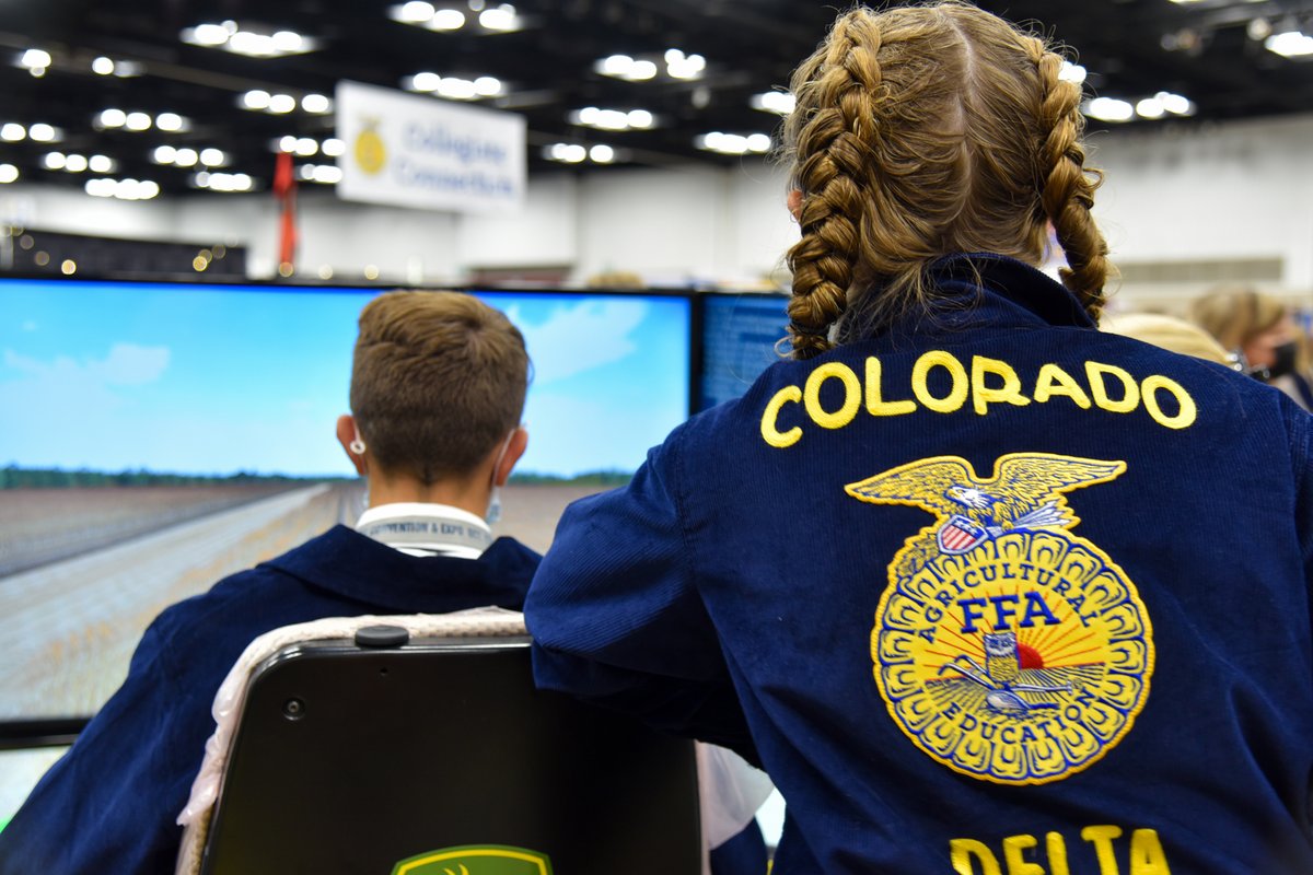 ISDAgov's tweet photo. The sea of blue jackets is back in Indy! 

Over 50,000 FFA members and guests from across the country are gathered in Indianapolis for the 94th National FFA Convention &amp; Expo. #FFA21 https://t.co/ezuVR2fvH9