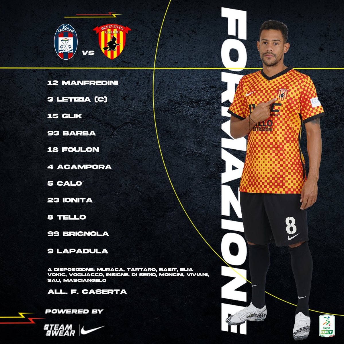 bncalcio's tweet photo. ๐ช๐ป LA FORMAZIONE UFFICIALE
๐ #CroBen
โฝ๏ธ@Lega_B
๐ง๐ปโโ๏ธ #insieme #ForzaStrega #BeneventoCalcio https://t.co/sJOmlpLJaA