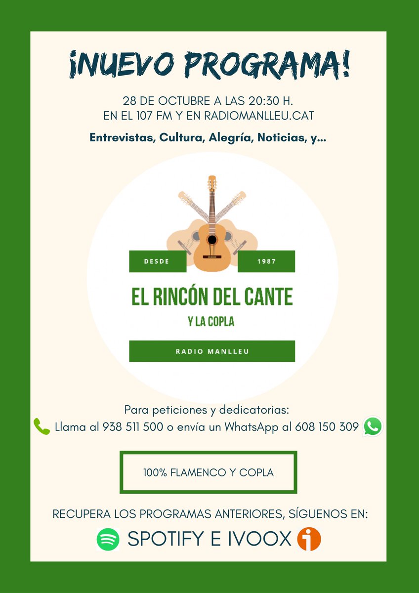 FlamencaManlleu's tweet photo. No te lo pierdas. https://t.co/0tRFZJ5iU0
