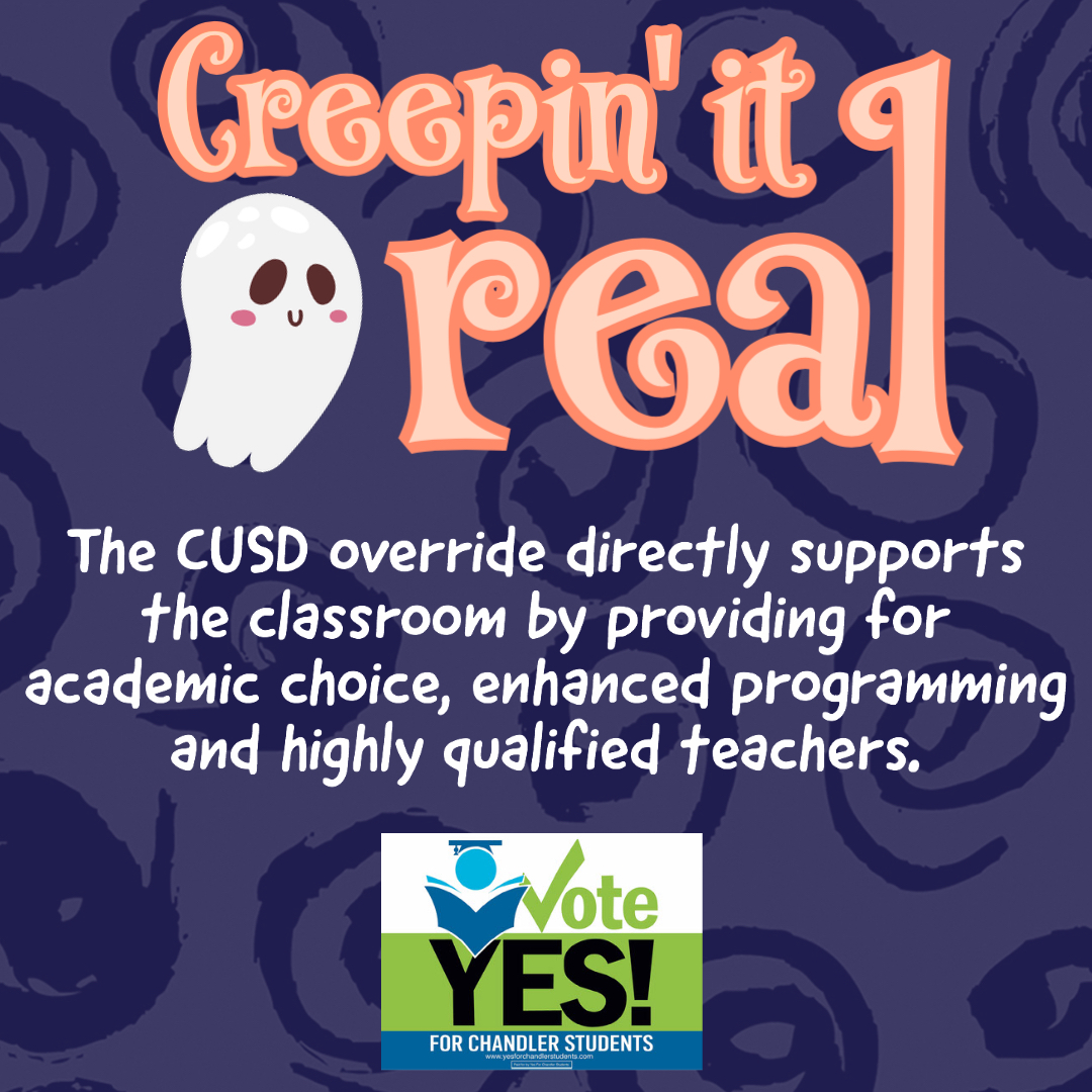 There is still time to support our Chandler students and vote YES for the CUSD Override! You can drop your ballot off at any polling place or the CUSD Office located at 1525 West Frye Road, Chandler, AZ 85224. #yesforchandlerstudents