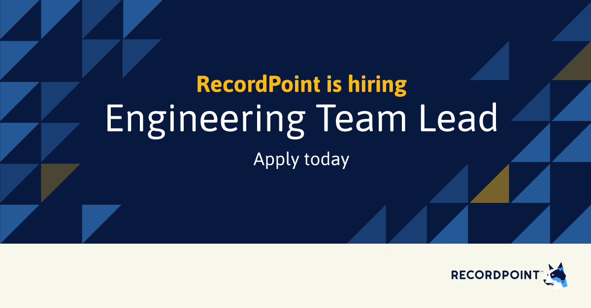 RecordPoint's tweet image. We’re #hiring for an Engineering Team Lead role based in #Sydney or #Melbourne. If you’re looking for a new hands-on #opportunity to lead a small but global team and help coach the next generation of #engineers, we want to hear from you. Apply now: rcrdpt.news/3GtT5IN