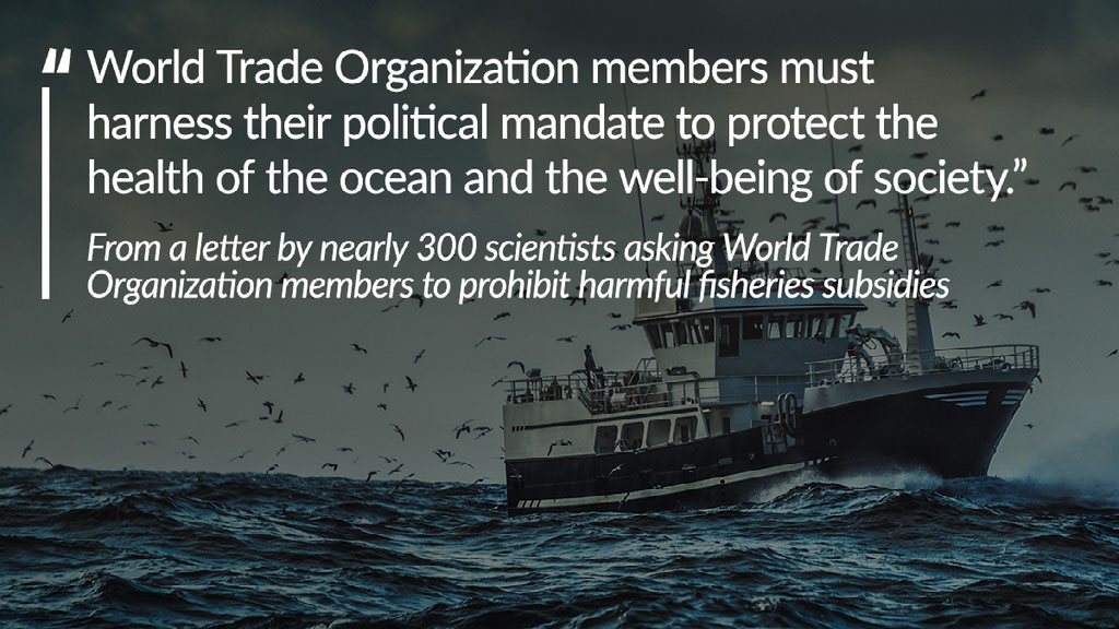 Today in <a href="/ScienceMagazine/">Science Magazine</a>, <a href="/DrRashidSumaila/">Rashid Sumaila</a> + 295 scientists (including our @SGlaserSF) call on the <a href="/wto/">WTO</a> to end harmful fisheries #subsidies to #StopFundingOverfishing. Read here: bit.ly/2ZudQDu (1/5)