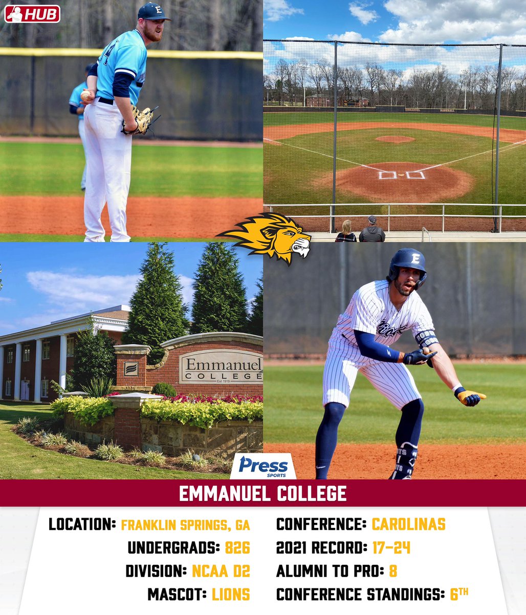 D2 #collegeoftheday is Emmanuel College! Alumni include: Justin Henle, Cody Waters, Eric Esquilin, Josh Wright, Michael Granda, Eric McGee, Travis Calloway, and Kevie Austin. @ECLionsBaseball