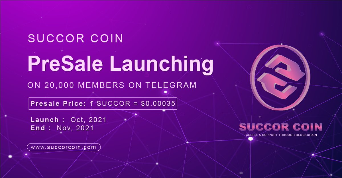 Hello Succor Coin Community!
We are very excited to announce that We are Going To launch our Pre-Sale. We will Announce Our Presale launching date After 20k+ Community Members. Get Ready to fill your bag with SUCCOR. Now, Keep Supporting us by Inviting your friends and family