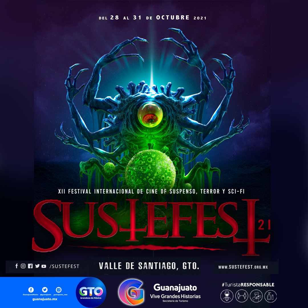 turismogobgente's tweet photo. ¡Vamos a SUSTEFEST ! 👻

Descarga el programa oficial #Sustefest XII 👻 https://t.co/J910Qoz0hr , evento a realizarse del 28 al 31 de octubre 2021.

La Comisión de Filmaciones del estado de Guanajuato #CFGTO presente en esta edición. 👻

#ViveGrandesHistorias 👻 https://t.co/jkBoFgDeR8
