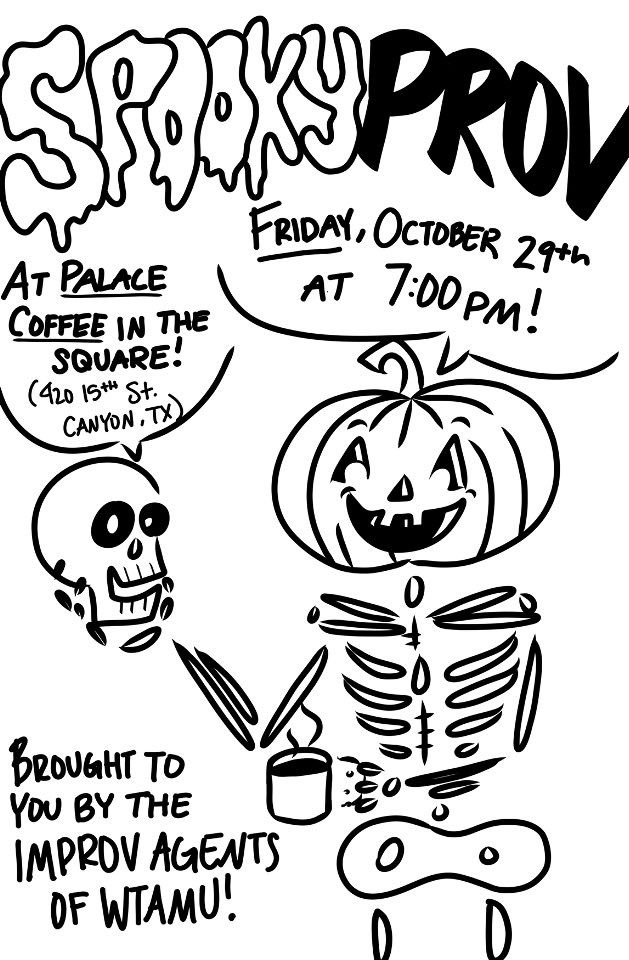 ImprovAgents's tweet photo. ☕️🎃 TOMORROW we are LIVE!! 🎃☕️ come see us at Palace Coffee for some scary good improv! (get it? because spookyprov)

this is our first live show in over a year. it’s safe to say that we are ecstatic!! 7PM. see ya there! https://t.co/eMmxmd0V2W