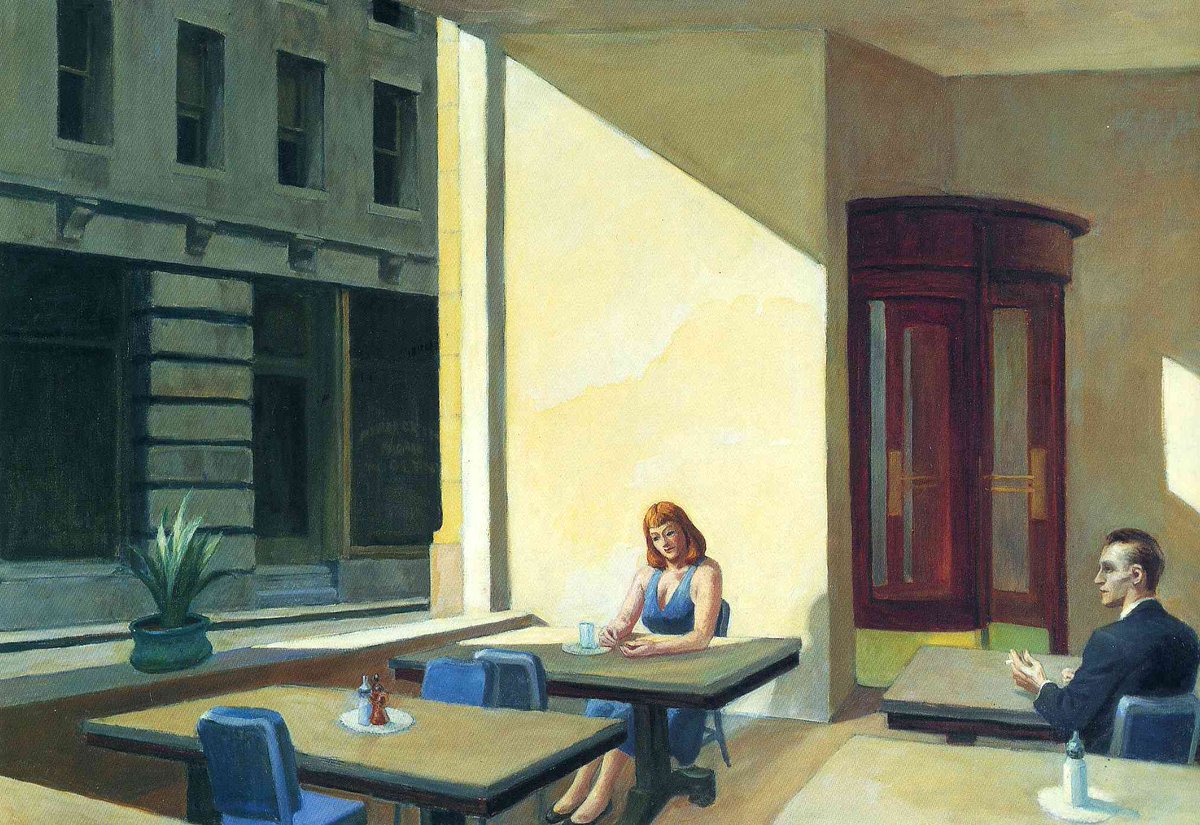 artisthopper's tweet photo. Sunlights in Cafeteria, 1958 #americanart #hopper https://t.co/lk1trh3znA