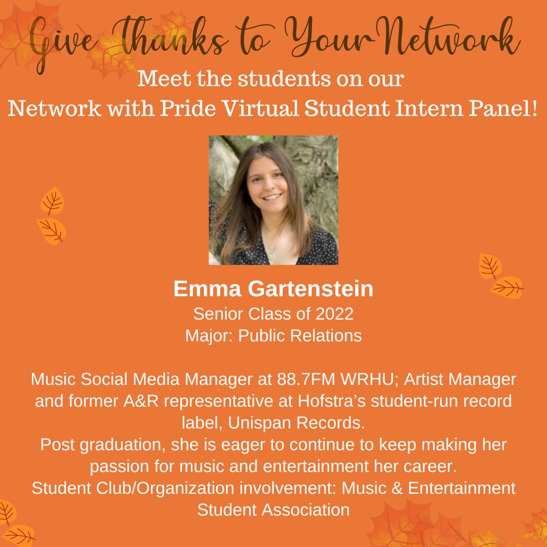 Don’t miss Part 1 of the Give Thanks to Your Network Virtual Series: I’m Grateful For My Internship Student Panel! Swipe to check out our amazing guest speakers!