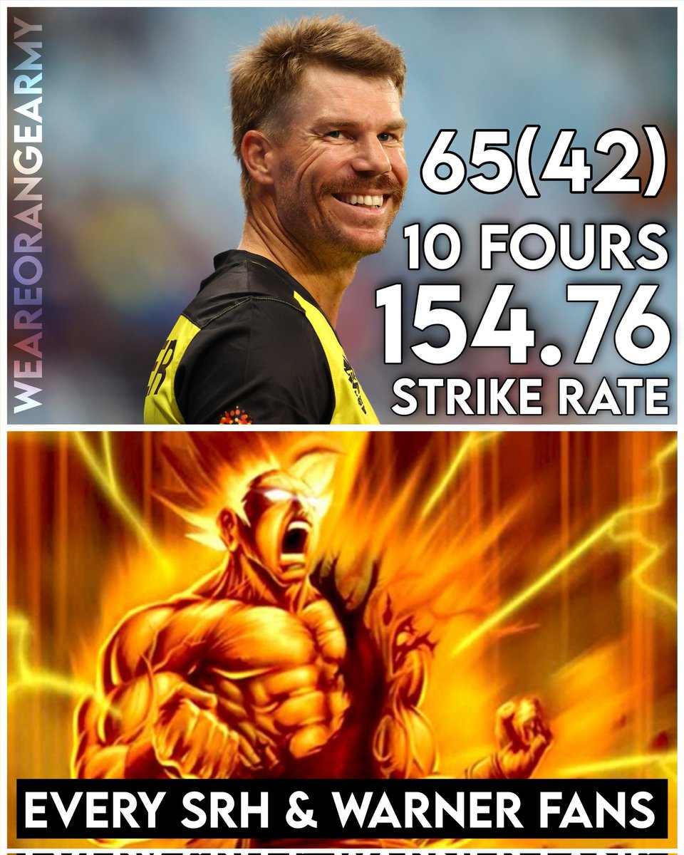 weareorangearmy's tweet photo. DAVID WARNER 65(42)
FOURS 10
SIXES 0
STRIKE RATE 154.76
THE BULL IS BACK
IMAGE: GETTY IMAGES & T20WORLDCUP
#TheBull🐂 #DAVIDBHAI #DAVIDWARNER #POCKETDYNAMITE #POCKETROCKETSL #BULLISBACK #DSCFEARLESS https://t.co/c2ZEt7Xbtf