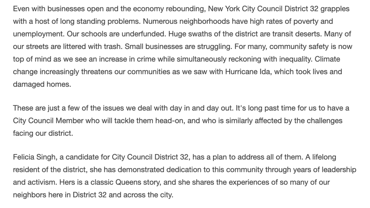 Felicia Singh đ» (@feliciasinghnyc) on Twitter photo ICYMI: Here's an op-ed about why <a href="/AmplifyHerNYC/">Amplify Her</a> is supporting me and my campaign.
Read @SarahJeanShea's 'Amplify Her backs Singh in District 32 election' in the <a href="/QueensChronicle/">Queens Chronicle</a>: qchron.com/opinion/amplif⊠ICYMI: Here's an op-ed about why <a href="/AmplifyHerNYC/">Amplify Her</a> is supporting me and my campaign.
Read @SarahJeanShea's 'Amplify Her backs Singh in District 32 election' in the <a href="/QueensChronicle/">Queens Chronicle</a>: qchron.com/opinion/amplifâŠ