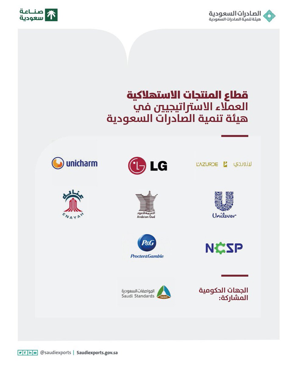 SaudiExports's tweet photo. في ختام #ملتقى_الحسابات_الاستراتيجية، تعتز #الصادرات_السعودية بعملائها من قطاع المنتجات الاستهلاكية وبكافة الجهات التي ساهمت في إنجاحه من مختلف القطاعات المُشاركة. https://t.co/nGSXQmhSW8
