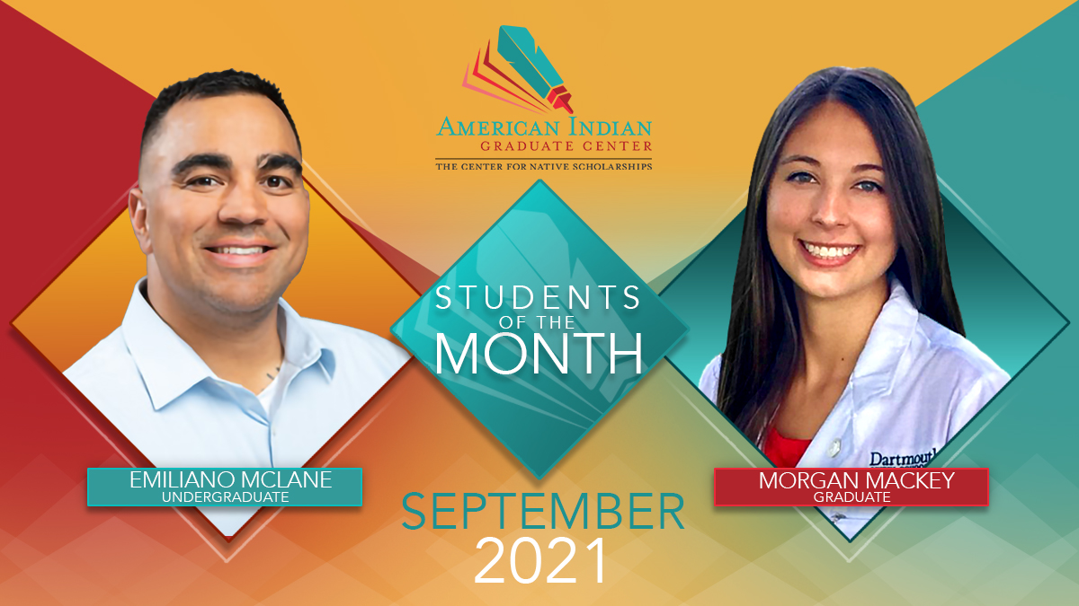 Native_Forward's tweet image. 🎉 Congratulations Emiliano McLane (Undergraduate) and Morgan Mackey (Graduate) – our September 2021 Student of the Month awardees!

✅ Emiliano McLane - ow.ly/KbFz50GAsw9 
✅ Morgan Mackey - ow.ly/WRSh50GAsw8 

#TheCenterforNativeScholarships #MakingTheGrad