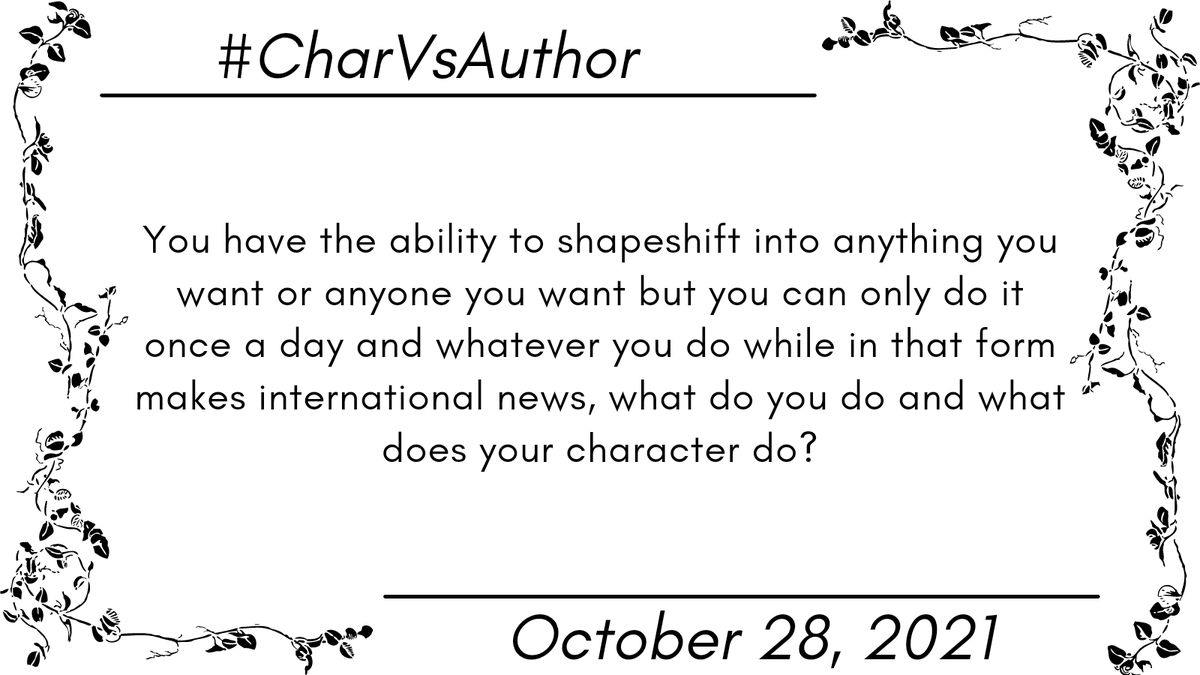 charvsauthor's tweet photo. Day 28 of #CharVSAuthor https://t.co/gUBMK0E1GQ