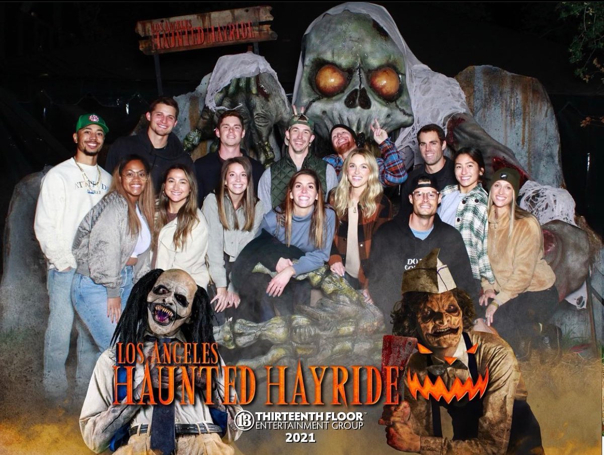 DodgersNation's tweet photo. The #Dodgers went on a Haunted Hayride together. What's really scary is the thought of the Dodgers without Corey Seager, Chris Taylor and Joe Kelly next year. 😱 https://t.co/xA3EWwaaZI