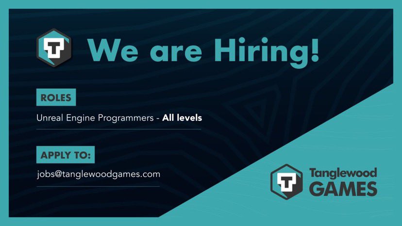 We have two fantastic projects on the go. Just a reminder that we are hiring <a href="/UnrealEngine/">Unreal Engine</a> programmers at all levels.

Reach out via DM, or get in touch with the email address in the image attached!
Remote (UK based) applications welcome.

#gamedev #gamedevjobs #ue4 #ue5