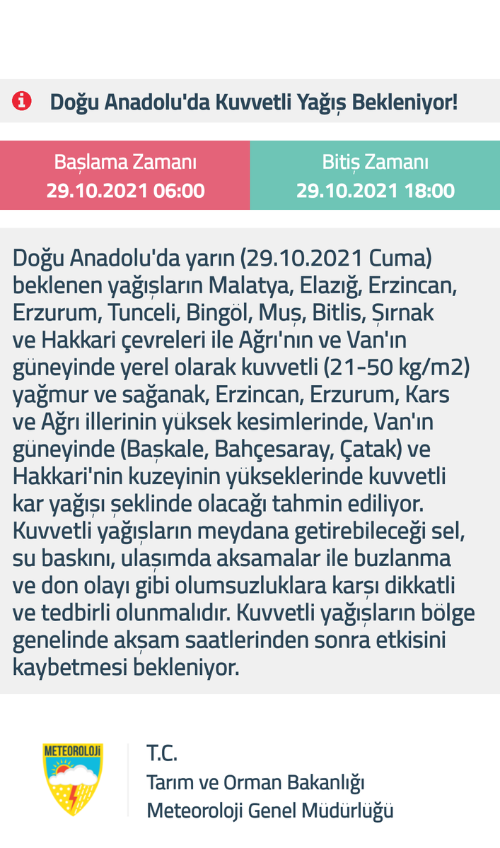 BitlisValiligi's tweet photo. 🔊Meteorolojik Uyarı 
Bitlis’te Kuvvetli Yağış Bekleniyor! https://t.co/fDrXs8kTd1