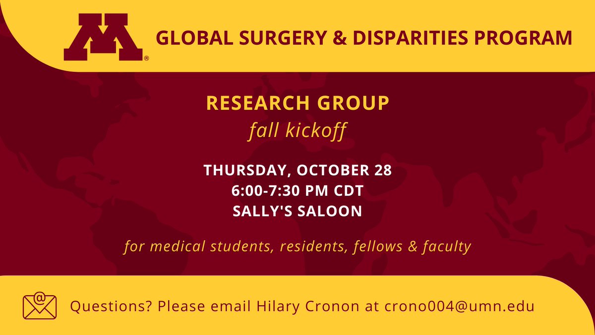 We'll be inside because of the weather, but we're looking forward to seeing folks and talking more about #globalhealth #research <a href="/SallysSaloon/">Sally's</a> @ 6 PM TONIGHT! Join us! #globalsurgery #obgyn #anesthesia