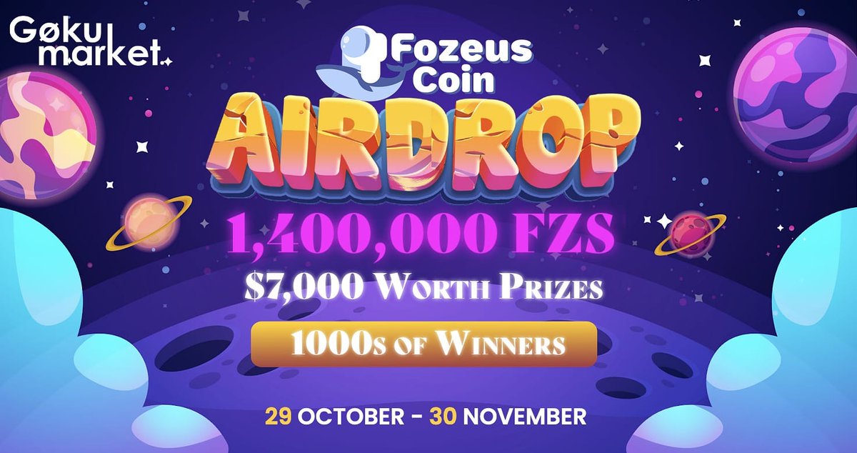 🚨 <a href="/GokuMarket/">GokuMarketDAO</a> X <a href="/fozeus/">Fozeus</a> Coin #AIRDROP ALERT! 🚨

💥 Win 1,400,000 #FZS and #Prizes worth $7,000!

🎁 Participate &amp; Share to #Win More! 🎁

📜 Details here: bit.ly/GokuMarketFZSa… 

💎  #Like &amp; #ReTweet this post to earn even more points!

#GokuMarket #FZSairdrop #Fozeus