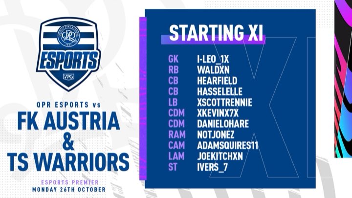QPR eSports (@qpresports) on Twitter photo ๐ฃ LINEUP ๐ฃ
๐น| Hereโs how we lineup for our <a href="/VPGPremier/">VPG Esports Premier</a> and <a href="/VPGUK/">VPG UK Leagues</a> games. A strong team letโs get the points come on lads ๐ตโช๏ธ.
#QPR #FIFA22 ๐ฃ LINEUP ๐ฃ
๐น| Hereโs how we lineup for our <a href="/VPGPremier/">VPG Esports Premier</a> and <a href="/VPGUK/">VPG UK Leagues</a> games. A strong team letโs get the points come on lads ๐ตโช๏ธ.
#QPR #FIFA22