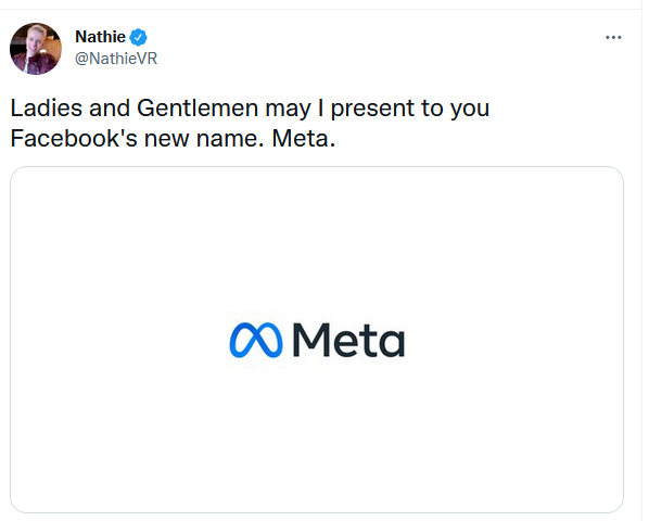 Rahim_mahtab's tweet photo. Facebook rebrands to META !!!
To become not only a social platform but a metaverse

NFT and Furistic technology bull Run 
Begins now https://t.co/NmIHvR4a3S