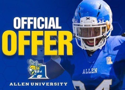 I’m blessed to receive my first offer🙏🏽<a href="/auyellowjackets/">Allen University Athletics</a> <a href="/teddyk95/">Teddy Keaton</a> <a href="/ZacBrayLex/">Coach Coe</a> <a href="/VictoryFBcoach/">Richard Vester</a> @coachmikehayde <a href="/CoachFuller6/">Ferric Fuller</a>