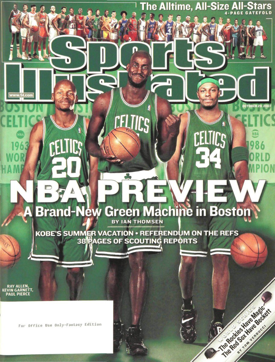 UncleBuck617's tweet photo. From October 22nd to November 12 2007, Boston sports was featured on the cover 4x in a row (and 7 times that year).  A feat never duplicated before or since. https://t.co/o0B5AXMzj8