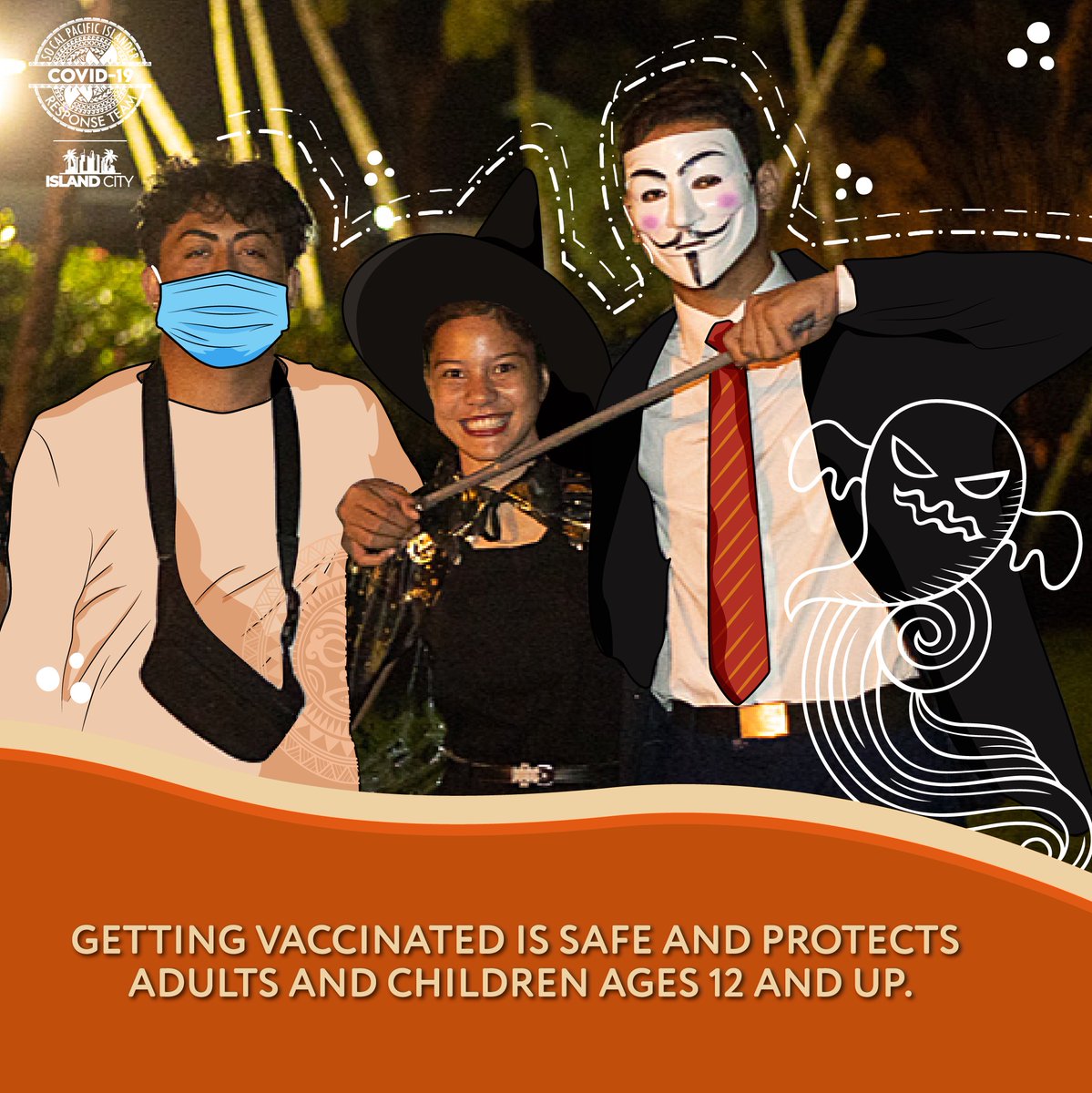 SoCalPICRT's tweet photo. It’s spooky season, but you don’t have to be afraid of COVID-19. Getting vaccinated is safe for those 12 years & up. Enjoy the spooky season & protect your loved ones by getting vaccinated.
#TogetherTowardHealth #NHPIHealth #BeVaccineHopeful #SpookySeason https://t.co/G5ADWTyL8O
