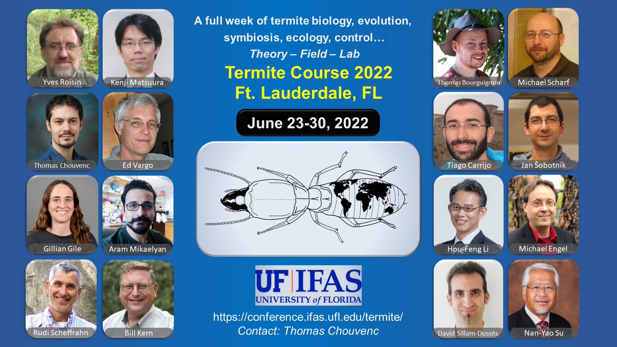 ChouvencL's tweet photo. OH MY!

The international termite course if OFFICIALLY ON.  June 23-30, 2022, just before IUSSI2022 in San Diego.

Look at this stellar lineup! @IUSSI_NAS @InsSociaux  

Information and registration at (program available soon!) 
https://t.co/NFAfIYg3sX https://t.co/Q0FnOKvdnA