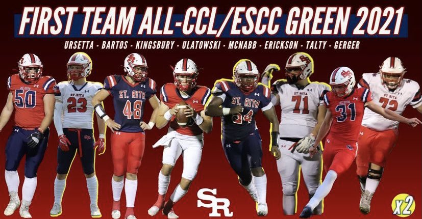 cgerger72's tweet photo. Honored to be selected First Team All-Conference with these dogs @StRitaFootball @ValenErickson @MattKingsbury3 @ctalty31 @BartosLiam @DjabrilM @TommyUlatowski @giuseurs https://t.co/ez4b2vIZvT