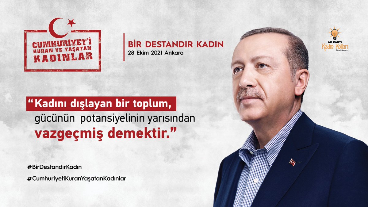 AkkadNmacka's tweet photo. "Kadını dışlayan bir toplum,
gücünün potansiyelinin yarısından vazgeçmiş demektir."
#BirDestandırKadın
#CumhuriyetiKuranYaşatanKadınlar https://t.co/p31aMuexWQ