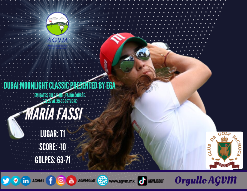 AGVM1's tweet photo. #AGVM | Resultado en la Ronda 2 de la golfistas profesional #MariaFassi en su juego del "Dubai Moonlight Classic Presented By EGA", torneo de Ladies European Tour
🤩🏅😎🏆⛳
#OrgulloAGVM
Min a min 👉🏾 https://t.co/Kqx5Spumb1~ https://t.co/vXVVP6VuZq