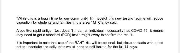 #BREAKING | A trial of rapid antigen tests will begin next week in #Albury for school staff and students. They’ll be used both for broad surveillance testing and for checking close contacts.