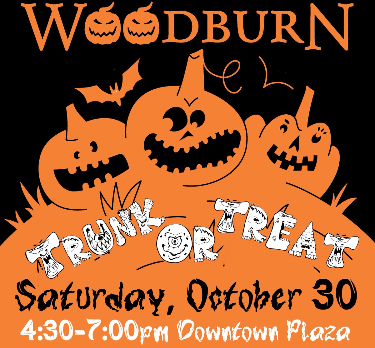 Don't forget! Our first ever Trunk-Or-Treat is this Saturday from 4:30-7:00pm in the Downtown Plaza! 

We can't wait to see all the spooktacular costumes! 

Also, the T-Rex has threatened to eat all the candy so come on out before it's all devoured! 😱🦖🎃

#trunkortreat