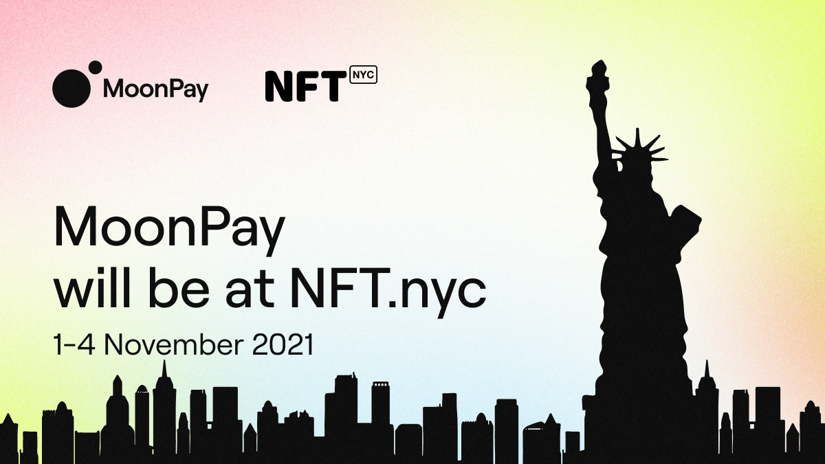 moonpay's tweet photo. We're landing in NYC next week for the one and only #NFTNYC2021 event 🪂😎

This is going to be the biggest #NFT event of 2021, and we're proud to be the official crypto payment partner for @NFT_NYC 🙌

Don't miss us! Come and say hello. We can't wait to meet you all! 🚀 https://t.co/B9OlVLWFSu