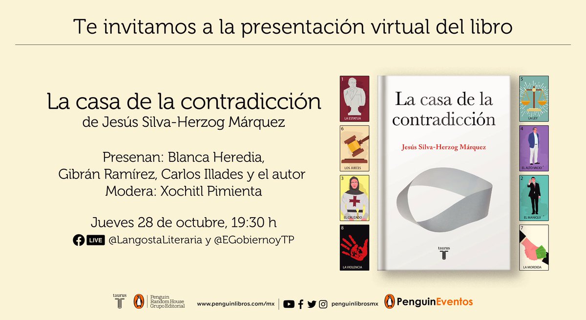 Hoy se presenta presencialmente ‘La casa de la contradicción’ de @jshm00 con un gran panel de debate: @BlancaHerediaR, @gibranrr y Carlos Illades. El acto también se podrá ver en la red de la @Langosta_Lit.