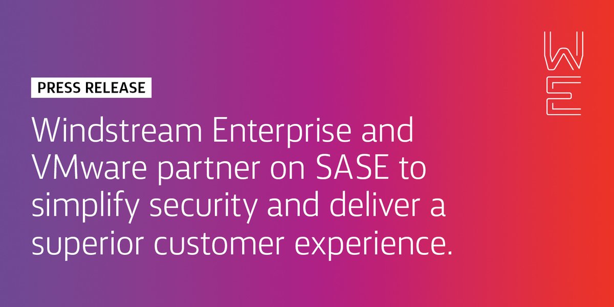 Windstream Enterprise and <a href="/VMware/">VMware</a> announced a partnership to bring #SASE to customers faster. Read the announcement here: okt.to/e1W3UO