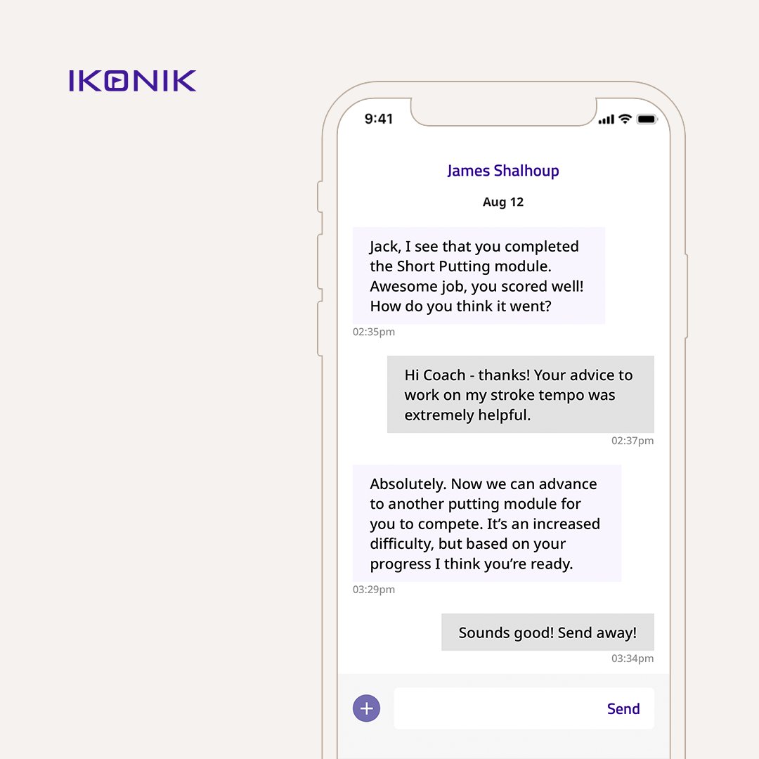 Coaches and their students use the SmartChat feature on the Ikonik app as a space to communicate, review instruction, analyze swings, and so much more. 

#Ikonik #Ikonikgolf #golf #golfswing