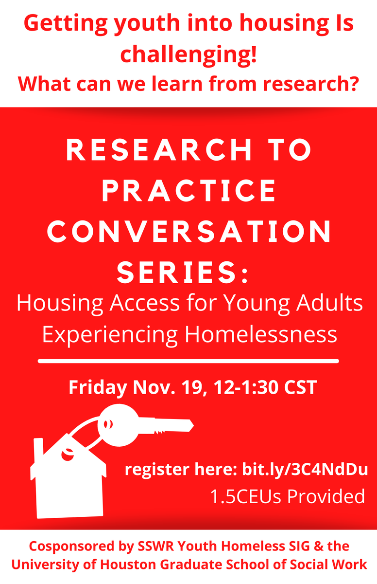 VCU Social Work (@vcusocialwork) on Twitter photo Join #VCUSSW’s <a href="/alex_wagaman/">Alex Wagaman</a>, Advocates for Richmond Youth & other social work researchers/practitioners @ 1 p.m. ET 11/19 for Housing Access for Young Adults Experiencing Homelessness. bit.ly/2XDhRVi. 1.5 CEUs. Co-sponsors: <a href="/UHouston/">University of Houston</a> social work college & <a href="/SSWRorg/">SSWR</a>. Join #VCUSSW’s <a href="/alex_wagaman/">Alex Wagaman</a>, Advocates for Richmond Youth & other social work researchers/practitioners @ 1 p.m. ET 11/19 for Housing Access for Young Adults Experiencing Homelessness. bit.ly/2XDhRVi. 1.5 CEUs. Co-sponsors: <a href="/UHouston/">University of Houston</a> social work college & <a href="/SSWRorg/">SSWR</a>.