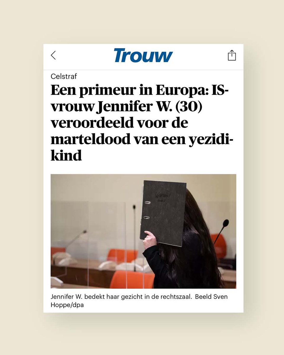 YazidiLN's tweet photo. Last Monday a German IS-woman was sentenced to 10 years in prison for, among other things, the death of a 5-year-old Yazidi child.

You can read the full article (in Dutch) via: https://t.co/B8QzriZfaC https://t.co/D5PLKQA8Sf