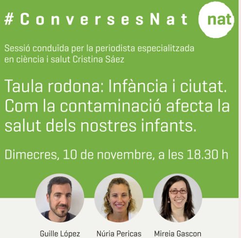 El proper 10 de novembre al <a href="/museuciencies/">MCNB</a> organitza una conferència-debat molt interessant sobre “Infància i ciutat. Com la contaminació afecta la salut dels nostres infants” No us la perdeu! #ConversesNat museuciencies.cat/activitats/202…