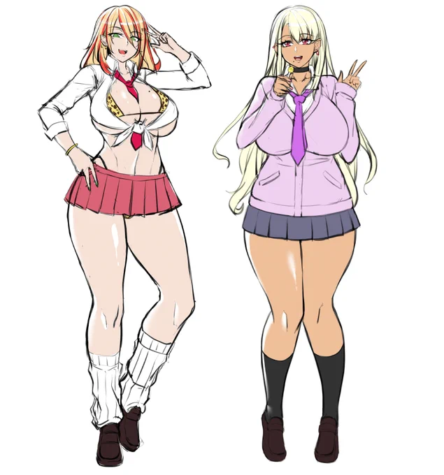 ギャル2人目の立ち絵ラフもできた!
ムチムチって匙加減が難しいですなぁ 