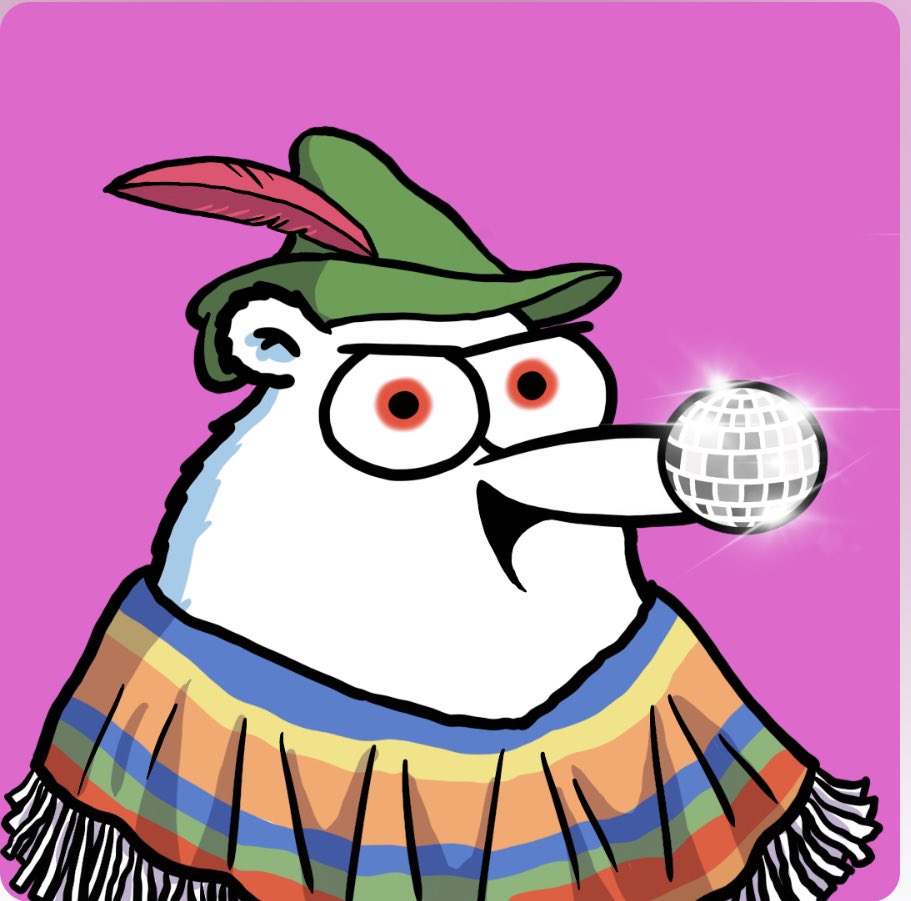 Fluffy Robin the Carlos Santana at the Discothèteque 😂😂😂 #showyourfluffy <a href="/alemsah/">Alemsah Ozturk</a> <a href="/selcukerdem/">Selçuk Erdem</a> <a href="/polarbearsnft/">Fluffy Polar Bears</a>  What a colorful FPB 💕