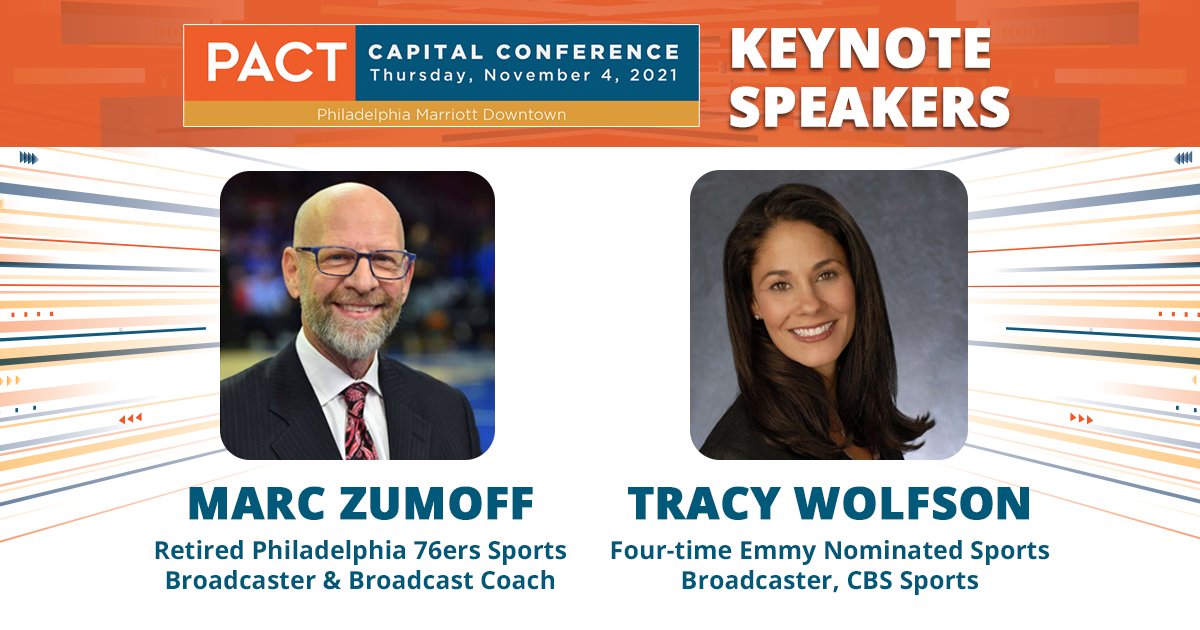 PhilaPACT's tweet photo. We are thrilled to announce our Keynote Speakers for #PACTCapCon next Thurs.  

@sixers broadcast legend &amp; @TempleUniv alumnus @marczumoff will be joining NFL on CBS lead reporter @tracywolfson for a fireside chat + Q&amp;A, sponsored by @KPMG 

Get TIX/INFO:  https://t.co/8Fqqb3iR0k https://t.co/6TTrvSqEwB