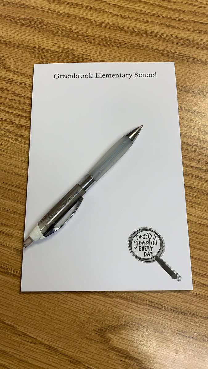 jodi_mahoney's tweet photo. During our ER day today every staff member was given this pad and a chance to write a good news note home to the kids they work with. #findthegoodineveryday @SBSDGB https://t.co/zE9B8biyMK