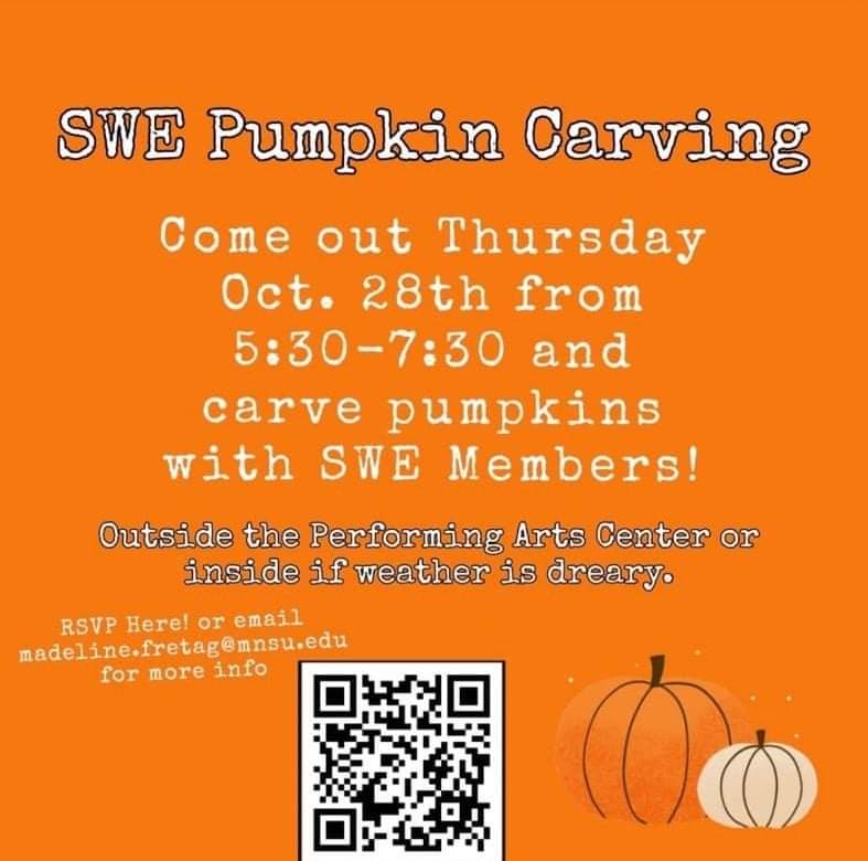 Looking for something fun to do tonight? Join the Society of Women Engineers for an evening carving pumpkins! Register here: docs.google.com/forms/d/14vS-Y…