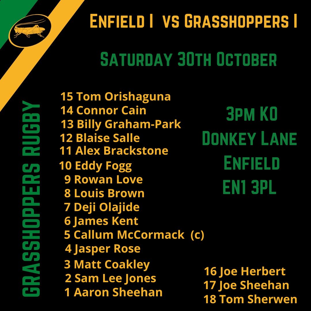 GrasshoppersLDN's tweet photo. Big game this Saturday for @GrasshoppersLDN in North London ⁦@EnfieldRFC⁩. Good luck to the boys in green. #Rugby #RugbyUnion #RugbyFamily #MiddlesexRugby #WestLondon #Hounslow #Osterley #Isleworth #Brentford #Chiswick #Acton #Hanwell #Kew #Richmond #Twickenham #StMargarets https://t.co/1LjHLXtpDI