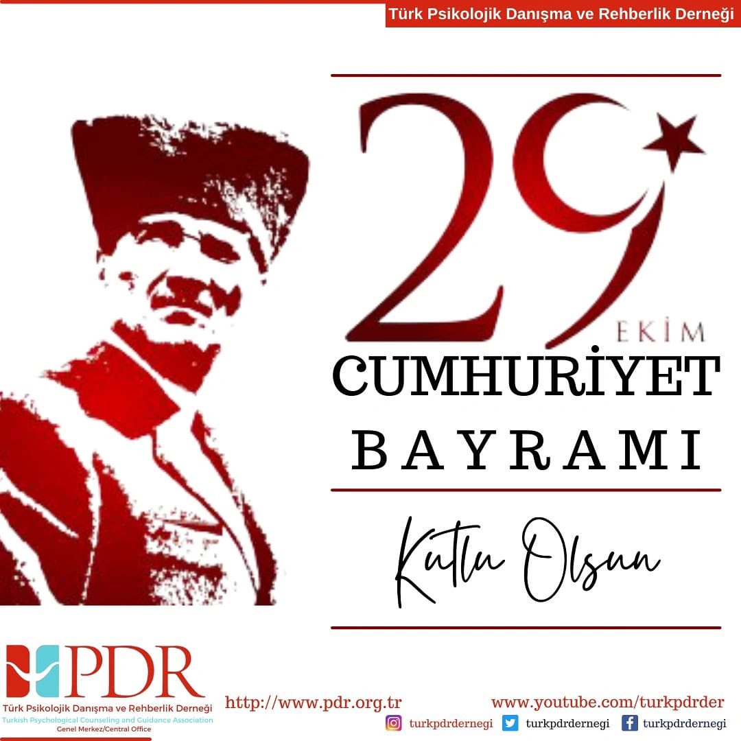 Cumhuriyetimizin kurucusu ve ebedi lideri Gazi Mustafa Kemal Atatürk'e, kurucu yol arkadaşlarına, cumhuriyete ve değerlerine sahip çıkan ve sahip çıkmaya devam edecek nesillere, o nesilleri yetiştiren meslektaşlarımıza, saygı ve minnetle.
29 Ekim Cumhuriyet Bayramı kutlu olsun.
